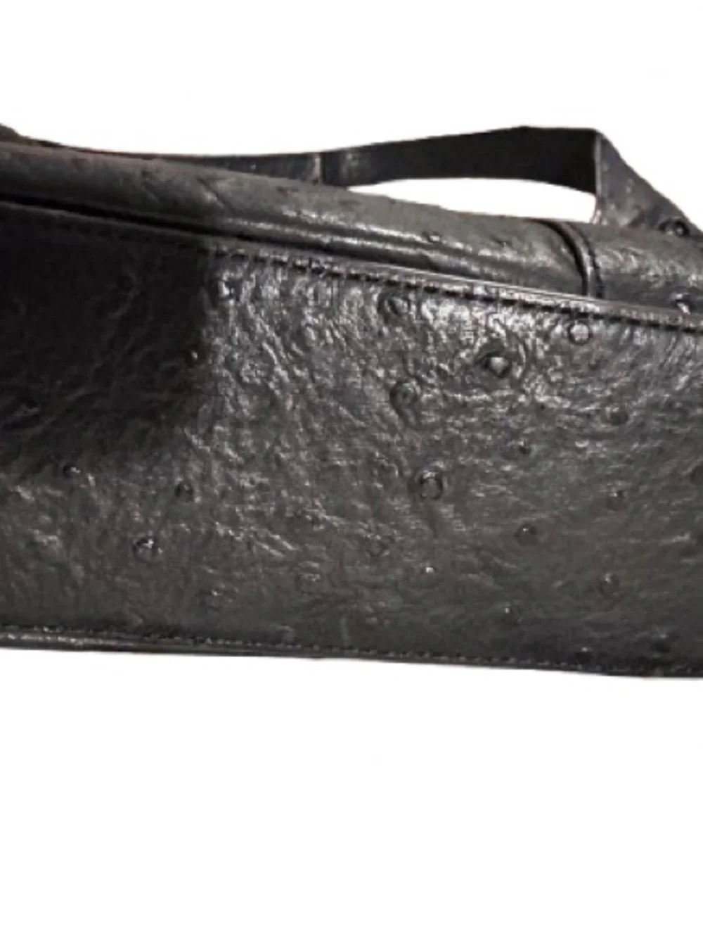 G.I.L.I. Black Ostrich-Embossed ‘Verona’ Hobo with Tassel and Gold Hardware